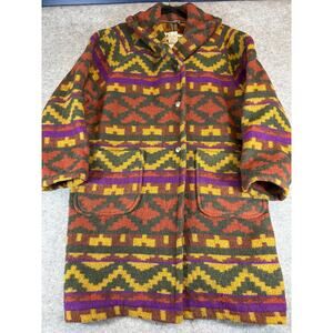 Vintage Part Two Southwestern Aztec Coat Womens Medium Button Geometric Tribal